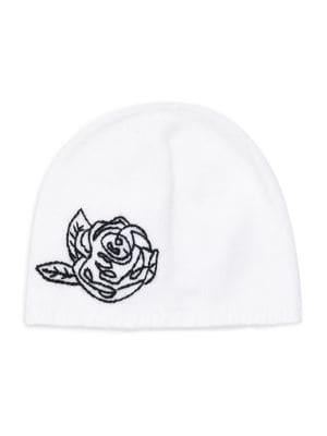 Karl Lagerfeld Paris Embroidered Camellia Beanie