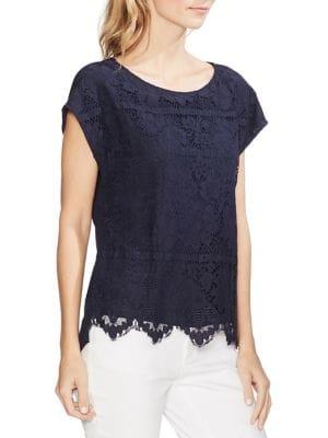 Vince Camuto Ethereal Dawn Border Lace Blouse