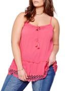 Addition Elle Love And Legend Peasant Crochet-trimmed Tank