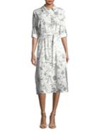 T Tahari Floral Midi Shirt Dress