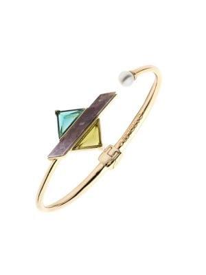 Carolee Florence Amethyst & Faux-pearl Open Hinged Cuff