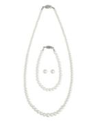 Cathy's Concepts Gifts For Her Graduated Three-piece Faux Pearl Necklace, Bracelet And Stud Earring Set