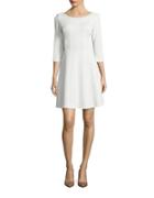 Taylor Textured Three-quarter-sleeve Fit-and-flare Dress