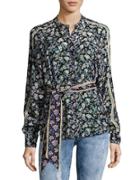 Free People Skyway Belted Floral Button Down