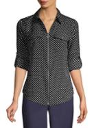 Michael Michael Kors Petite Printed Front-zip Top