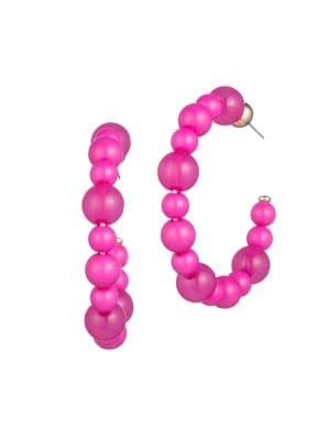 Trina By Trina Turk Weekend In Boca Goldtone & Acrylic Beaded Hoop Earrings