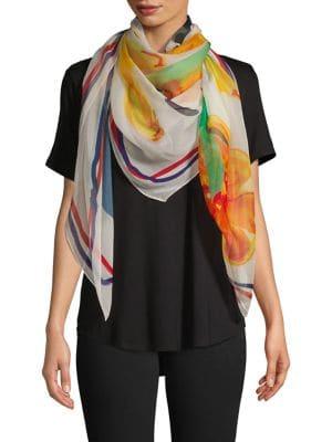 Bcbgmaxazria Silk Oversize Floral Print Scarf