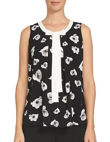 Cece Misses Poppy Fields Floral Printed Top