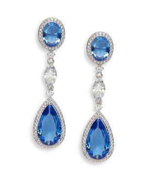 Nadri Blue Framed Drop Earrings