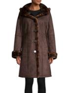 Gallery Faux Suede & Faux Fur Buttoned A-line Coat