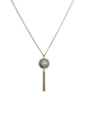 Lucky Brand Dark Magic Reversible Mother-of Pearl Fringe Pendant Necklace