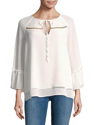 Ellen Tracy Sheer Bell-sleeve Blouse