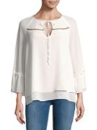 Ellen Tracy Sheer Bell-sleeve Blouse
