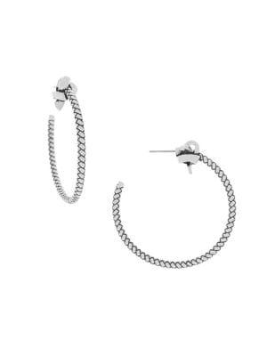 Etienne Aigner Rhodium-plated Textured Open Hoop Earrings