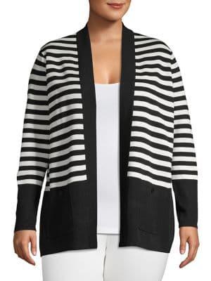 Anne Klein Plus Striped Malibu Cardigan