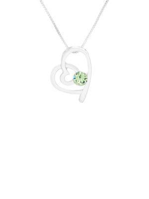 Lord & Taylor Rhodium-plated Sterling Silver, Peridot & Swarovski Crystal Heart Pendant Necklace