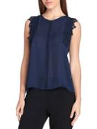 Tahari Arthur S. Levine Petite Lace Applique Blouse