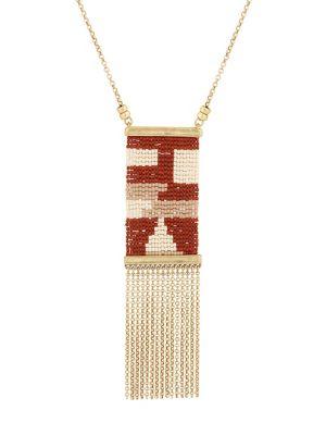 Lucky Brand Hacienda Heat Square Seed Beaded Pendant Necklace