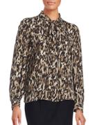 Context Printed Tie-front Blouse
