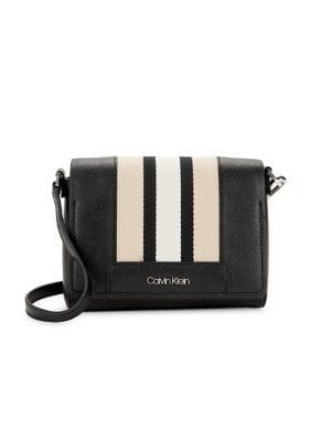 Calvin Klein Clara Striped Leather Crossbody Bag