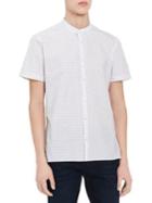 Calvin Klein Mixed-grid Mandarin-collar Shirt