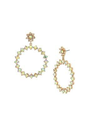 Betsey Johnson Goldtone Flower And Glass Stone Gypsy Hoop Earrings