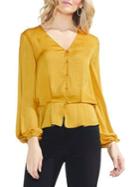 Vince Camuto Petite Estat Jewel Long-sleeve Peplum Blouse