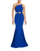 Nicole Bakti Belted Strapless Gown