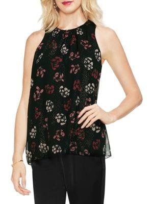 Vince Camuto Gilded Rose Ruched Neck Blouse