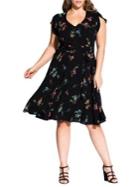 City Chic Plus Floral Fit-&-flare Botanical Dress