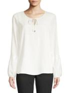 Calvin Klein Embroidered Tied Keyhole Top