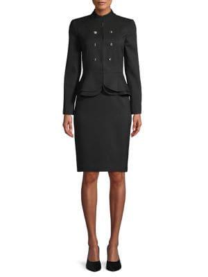 Tahari Arthur S. Levine Peplum Button Skirt Suit