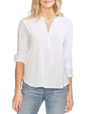 Vince Camuto Tab Cuff Soft Texture Henley Top