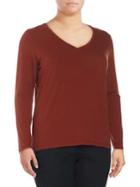 Lord & Taylor Plus Long-sleeve Essential V-neck Tee