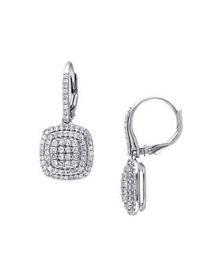 Sonatina Sterling Silver 1 Tcw Diamond Cluster Halo Earrings