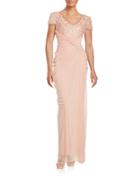 Adrianna Papell Lace-trimmed Chiffon Gown
