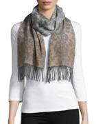 Lord & Taylor Ombre Print And Fringe Cashmere Scarf