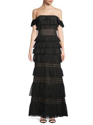 Bcbgmaxazria Mesh Stripe Evening Gown
