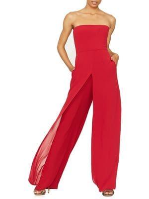 Halston Heritage Strapless Staight Leg Jumpsuit