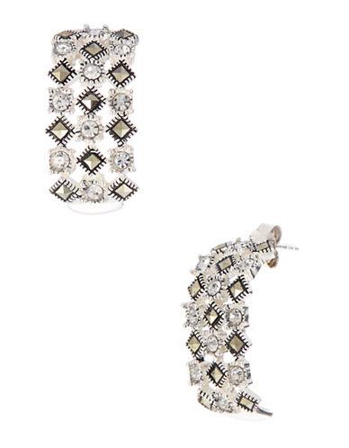 Lord & Taylor Sterling Silver And Marcasite Glitz Drop Earrings