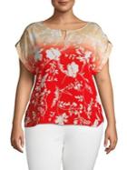 Calvin Klein Plus Ombre Floral Short-sleeve Top