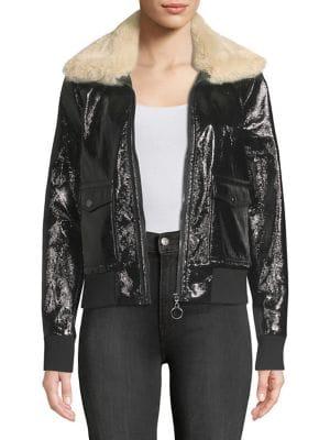 Highline Collective Vinly Faux-fur Collared Aviator Jacket