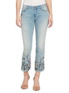 William Rast Embroidered Floral Cropped Flare Jeans
