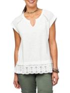 Democracy Embroidered Cotton Blend Top