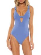 Becca By Rebecca Virtue Loreto 1-piece Buckle Plunge Ribbed Swimsuit