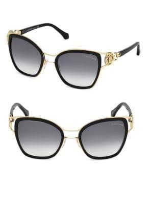 Roberto Cavalli 54mm Black Double Bridge Cat Eye Sunglasses