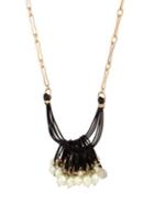 Lord Taylor Faux Pearl, Crystal And Leather Multi-row Necklace