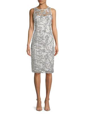 Adrianna Papell Sequin-embroidered Sheath Dress