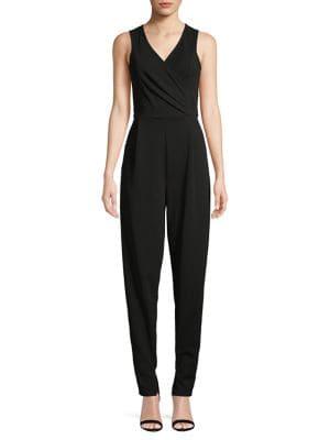 La La Anthony Wrap-front Slim-leg Jumpsuit