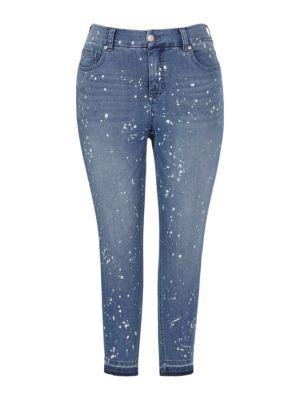 Melissa Mccarthy Seven7 Paint-splattered Skinny Jeans